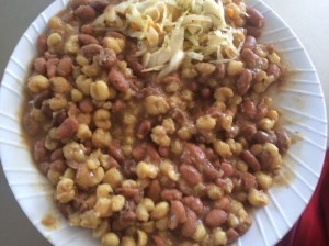 Makande - a new food we tried at Cafeteria 2 - we're branching out! And we all really like this corn and beans mixture. 