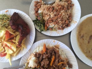 Some of our favorites at the cafeteria: Chips mayai, wali na maharage, ndizi nyama mixi.