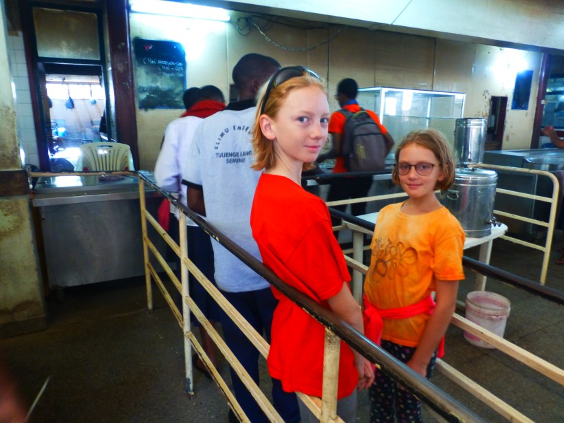 Waiting in the wali line (the rice line). There is also a line for ugali but we don't frequent that line as much.